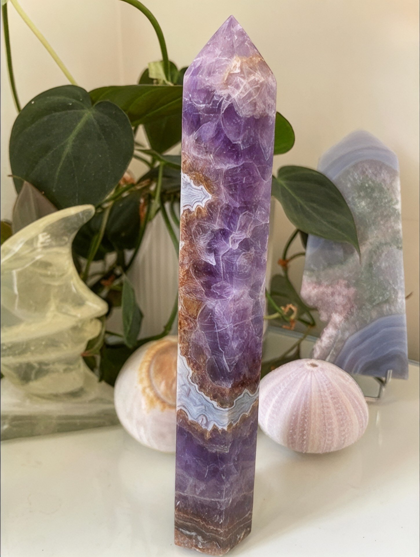 Amethyst Agate Banded Tower