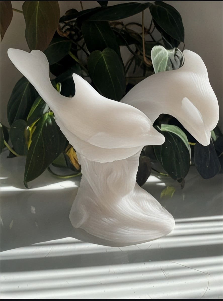 White Jade Dolphin Carving